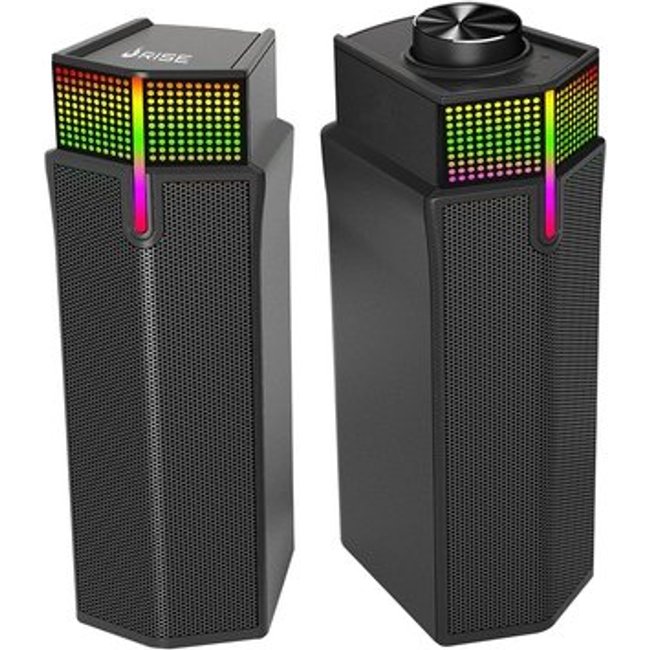 Caixa de Som Gamer Rise Mode Laser S2, RGB Rainbow, Bluetooth e P2 3.5mm, 5Wx2, Preto - RM-SPL-02-RGB