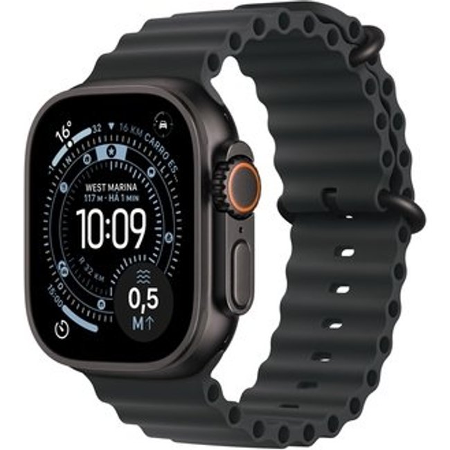 Apple Watch Ultra 3 GPS + Cellular, Caixa Preta de Titânio de 49 mm, Pulseira Oceano Preta - MF0J4BE/A