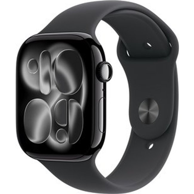Apple Watch Series 11 GPS + Cellular, Caixa Preta Brilhante de Alumínio de 46 mm, Pulseira esportiva Preta, Tamanho M/G - MFC44AM/A