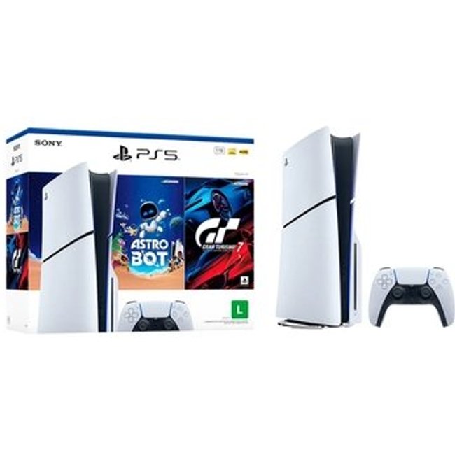 Console Sony PlayStation 5, Com Leitor de Discos, SSD 1TB, Controle Sem Fio DualSense + 2 Jogos