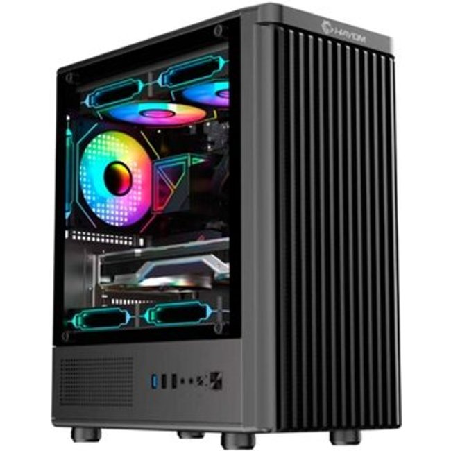Gabinete Gamer HAYOM GB1727, Mid Tower, Lateral em Vidro, com 3X Fans, Preto - GB.17.10.27