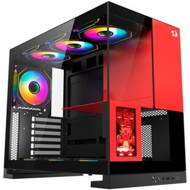 Gabinete Gamer Redragon Eternal Pro, Mid Tower, ARGB, ATX, Lateral em Vidro, Preto e Vermelho - CA-613BR