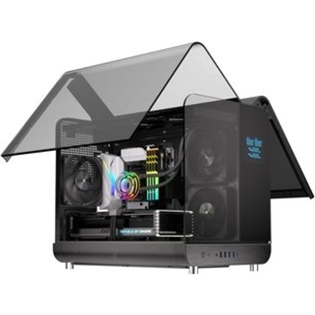 Gabinete Gamer Esgaming Aircredt 007, Mid Tower, M-ATX, Frontal e Lateral em Vidro Temperado, Sem Fans, Preto - Aircraft 007-BK