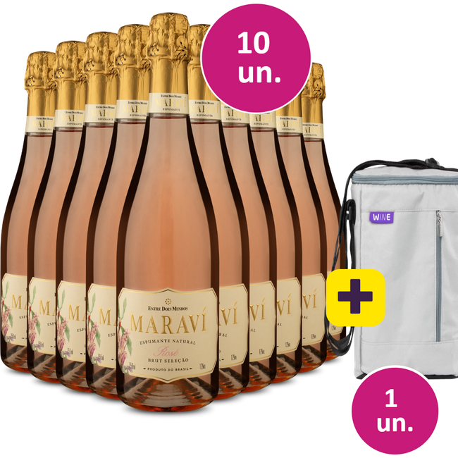 Kit 10 - Espumante Maraví Rosé Brut + Bolsa p/ 3 garrafas Grátis - Exclusivo We