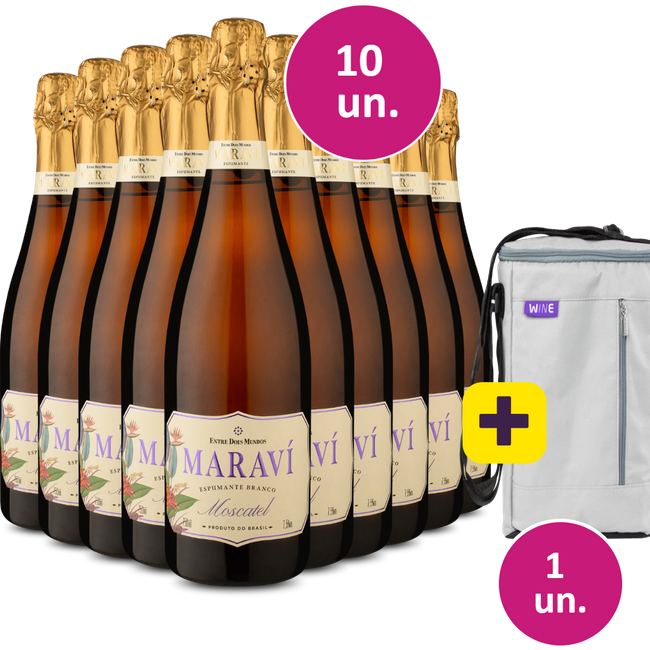 Kit 10 - Espumante Maraví Moscatel + Bolsa p/ 3 garrafas Grátis - Exclusivo We