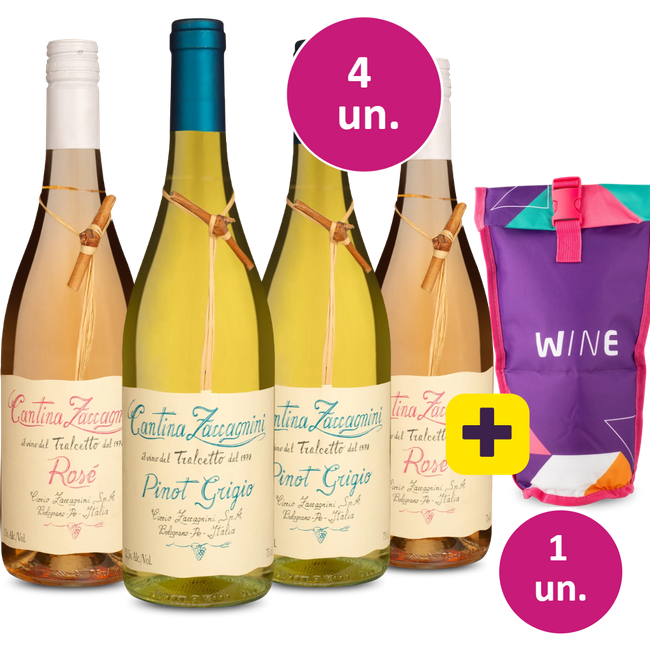 Kit 4 - Lançamentos Cantina Zaccagnini Tralcetto I.G.T. Terre Di Chieti Rosato 2023 + Bolsa térmica 1 garrafa Grátis - Exclusivo We