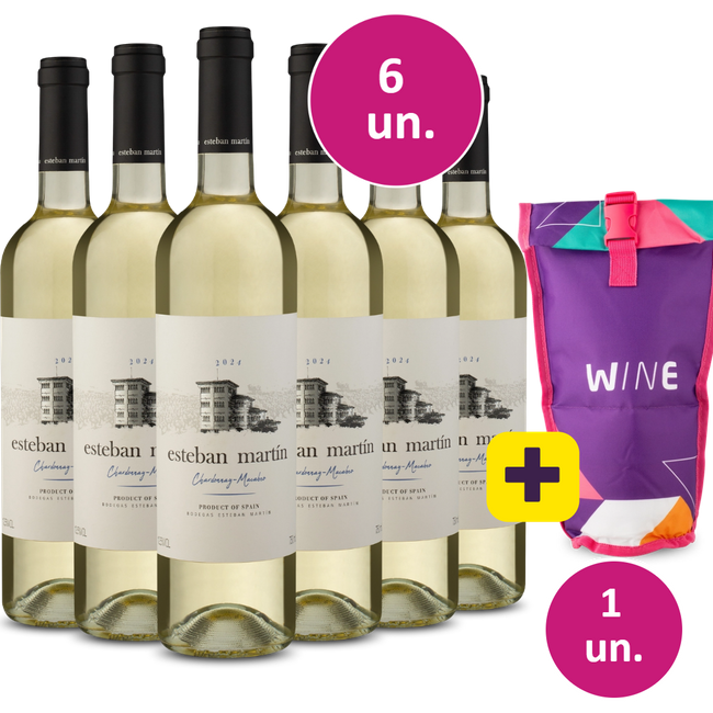 Kit 6 - Esteban Martín D.O. Cariñena Chardonnay Macabeo Blanco + Bolsa térmica 1 garrafa Grátis - Exclusivo We
