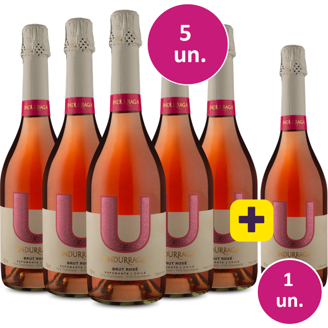 Kit 5 + 1 - Espumante U By Undurraga Rose Brut + 1 garrafa de brinde - Exclusivo WE