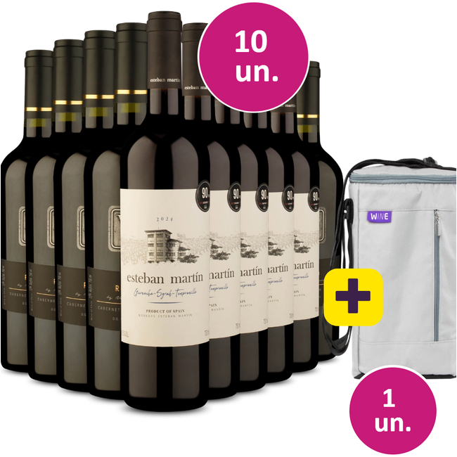 Kit 10 - Esteban Martín e V9 Reserva Carménère + Bolsa para 3 garrafas Grátis - Exclusivo We