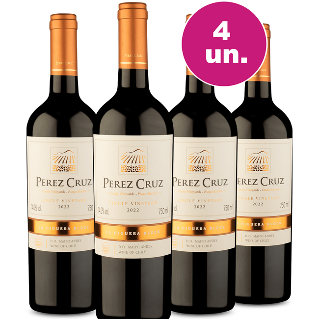 Kit 4 - Pérez Cruz Single Vineyard La Higuera Block D.O. Maipo Andes - Exclusivo We