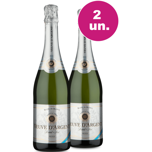 Kit 2 - Espumante Veuve D`Argent Blanc De Blancs Demi-Sec - Oferta Insana