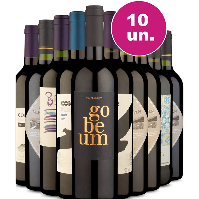 Kit 10 - Tintos Secos - R$25,90 por Garrafa