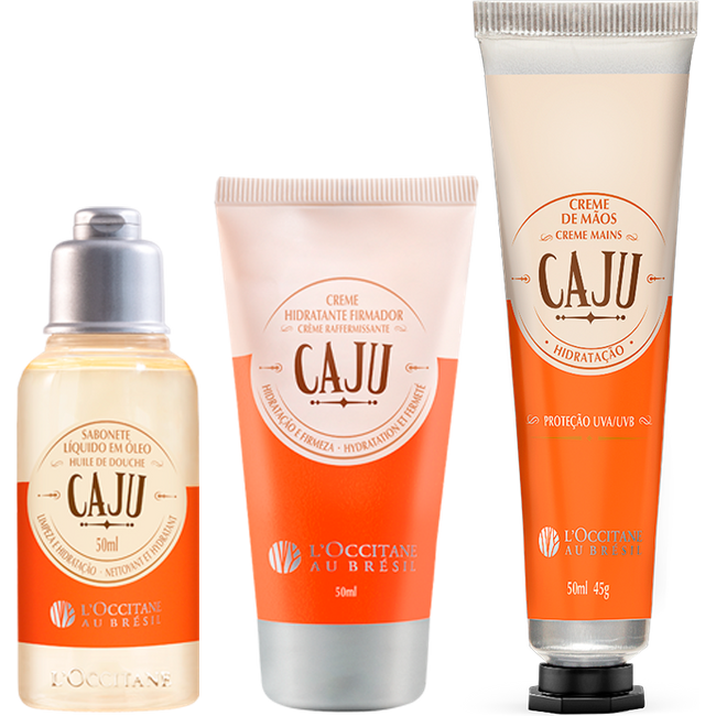 Combo Viagem: Hidratante, Sabonete Líquido e Creme Mãos Caju
