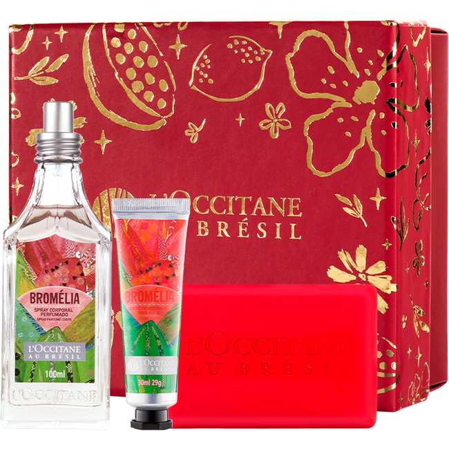 Presente Bromélia: Sabonete, Creme de Mãos e Spray Perfumado