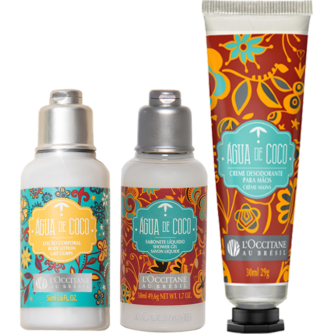 Combo Viagem Água de Coco: Sabonete, Loção e Creme de Mãos