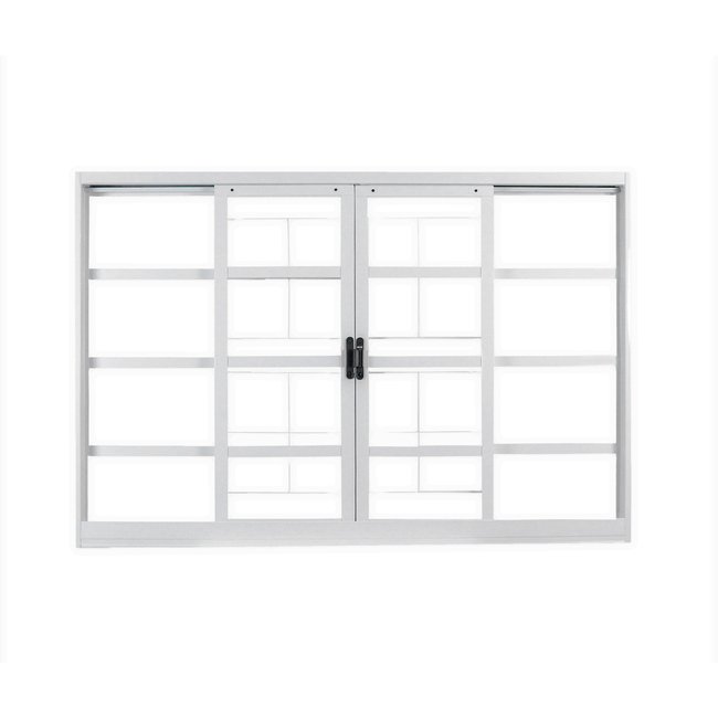 Janela de Aço de Correr 100x120cm 4 Folhas sem Vidro com Grade Quadriculada Minas Sul MGM