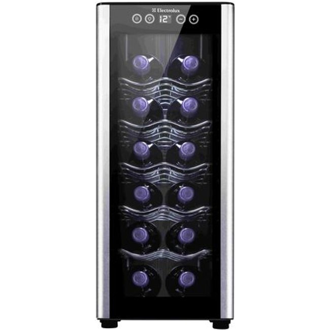 Adega de Vinho Climatizada Electrolux 12 garrafas Uma Porta Acabamento em Alumínio (ACB12) - Bivolt