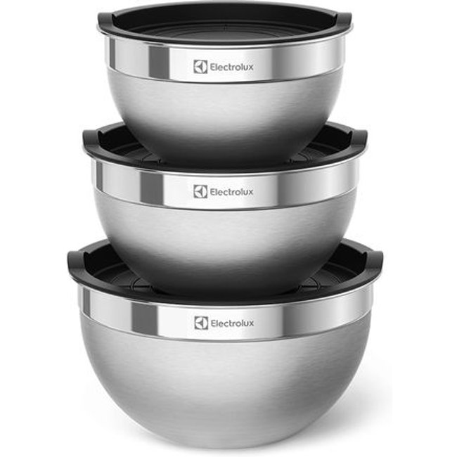 Conjunto Bowls de Inox Electrolux com Tampa Plástica 3 Peças