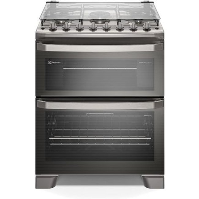Fogão 5 bocas Electrolux Cinza Experience com Duplo Forno, PerfectCook360 e Vapor Bake (FE5DC)
