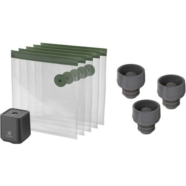 Kit Rolhas de Vinho para Fechamento a Vácuo 03 Unidades + Seladora a Vácuo com 5 Sacos Herméticos Reutilizáveis Electrolux
