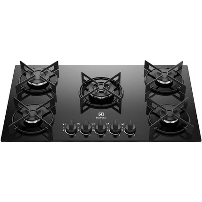 Cooktop 5 Bocas Gás Electrolux Mesa de Vidro Efficient Tripla Chama e Grade Aço Fosco (KE5GT) - Bivolt