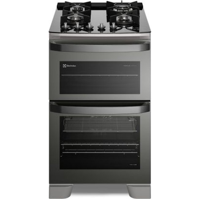 Fogão 4 bocas Electrolux Cinza Expert 2 Fornos, Função Air Fryer, Grill e Timer (FE4AD) - 220V
