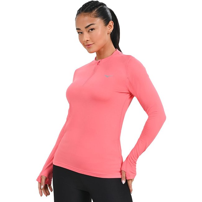 Camiseta Manga Longa de Corrida Feminina Mizuno Térmica P Laranja