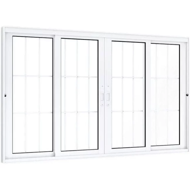 Janela de Aluminío de Correr 120x150cm 2 Folhas Móveis 2 Fixas com Grade e Vidro Lucasa Eccellente