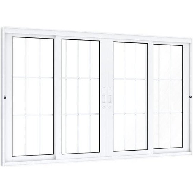 Janela de Aluminío de Correr 120x200cm 2 Folhas Móveis 2 Fixas com Grade e Vidro Lucasa Eccellente