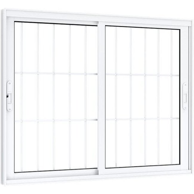 Janela de Aluminío de Correr 100x150cm 2 Folhas Móveis com Grade e Vidro Lucasa Eccellente