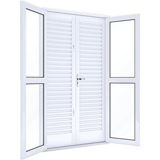 Porta de Aço Balcão 215x120cm com Vidro 3 Folhas Facilita Lucasa