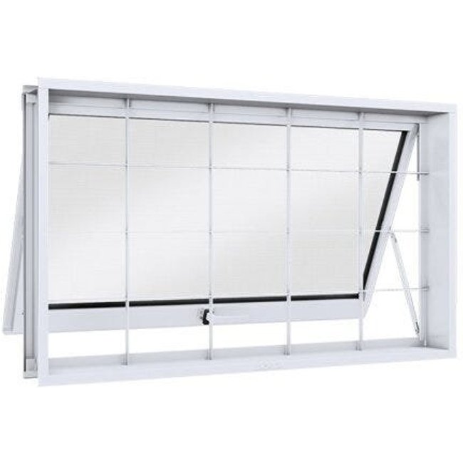 Janela de Aço Maxim-Ar 60x100cm com Grade Quadrada Facilita Lucasa
