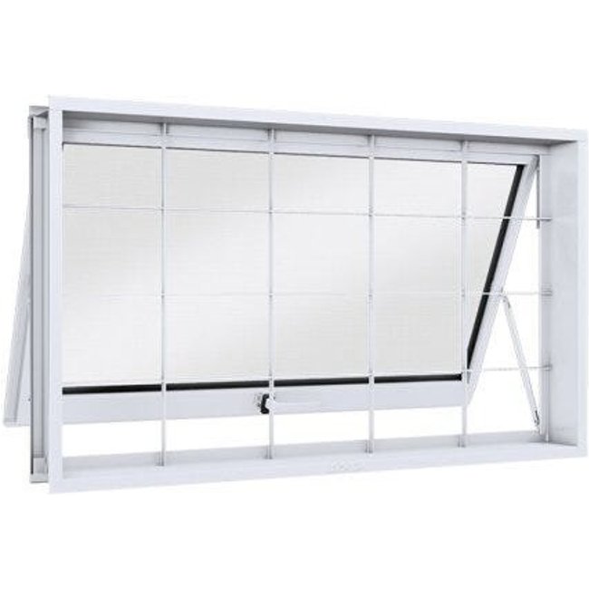 Janela de Aço Maxim-Ar 60x80cm com Grade Quadrada Facilita Lucasa