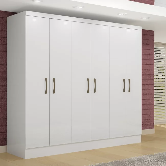 Guarda Roupa Casal 100% MDF 6 Portas 2 Gavetas Internas Paris Espresso Móveis