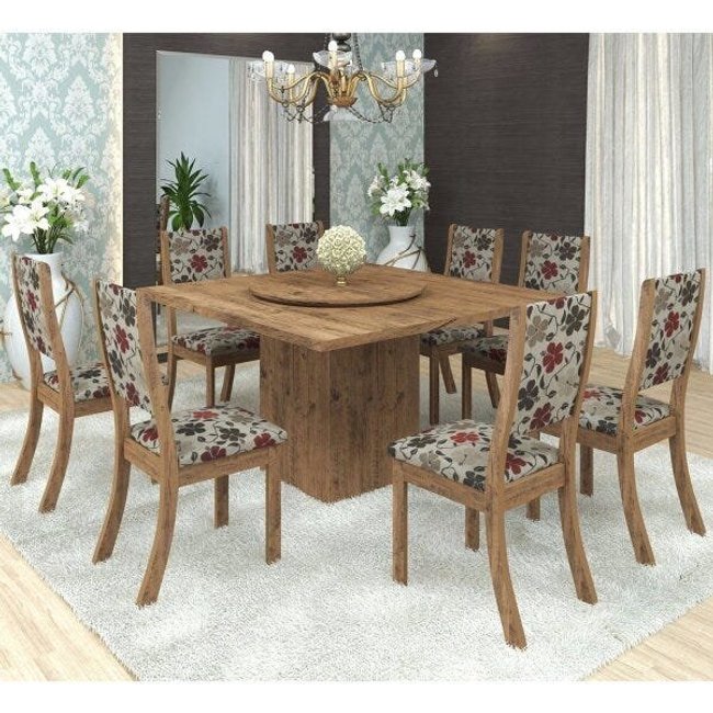 Conjunto para Sala de Jantar Mesa e 8 Cadeiras Viero Lara
