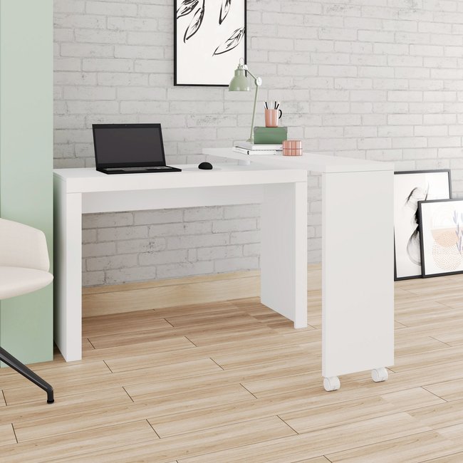 Mesa para Escritório em L ou Reta com Tampo Giratório e Rodízio Bc 31 BRV Móveis