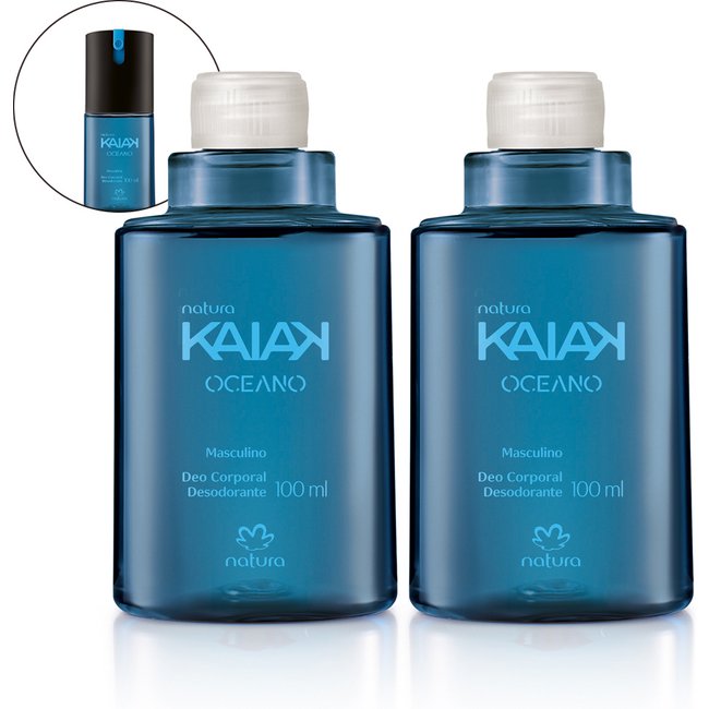 Kit Refil Desodorante Corporal Kaiak Oceano Masculino 2 un de 100 ml