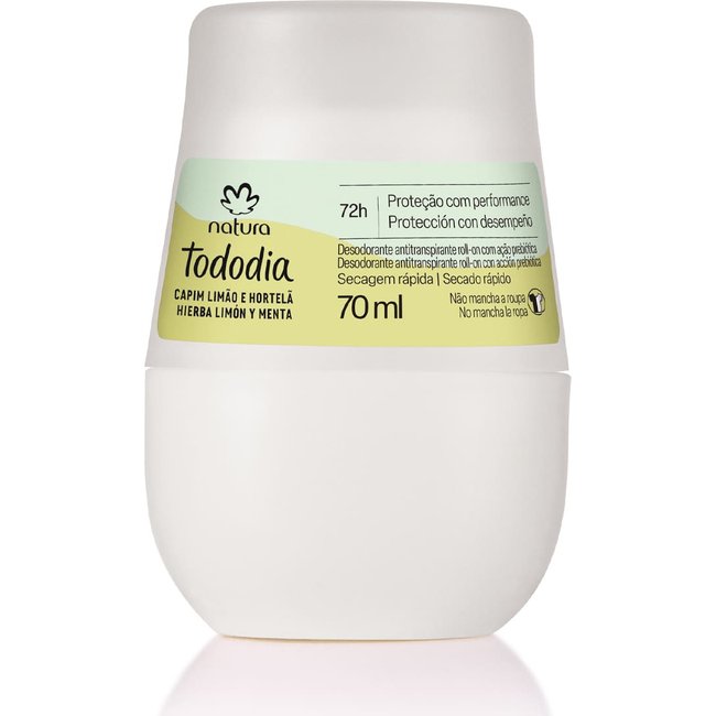 Desodorante Antitranspirante Roll-on Tododia Capim Limão e Hortelã 70 ml