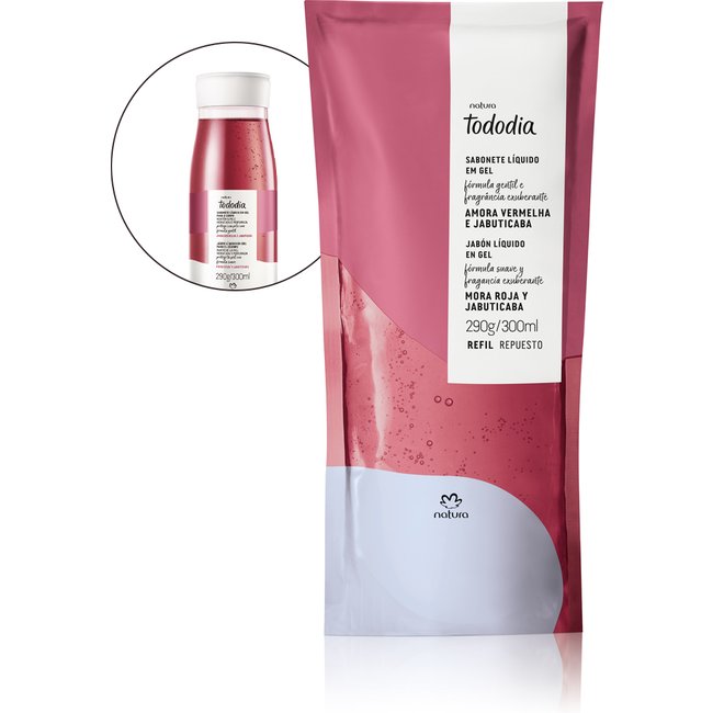 Refil Sabonete Líquido em Gel Tododia Amora Vermelha e Jabuticaba 300 ml