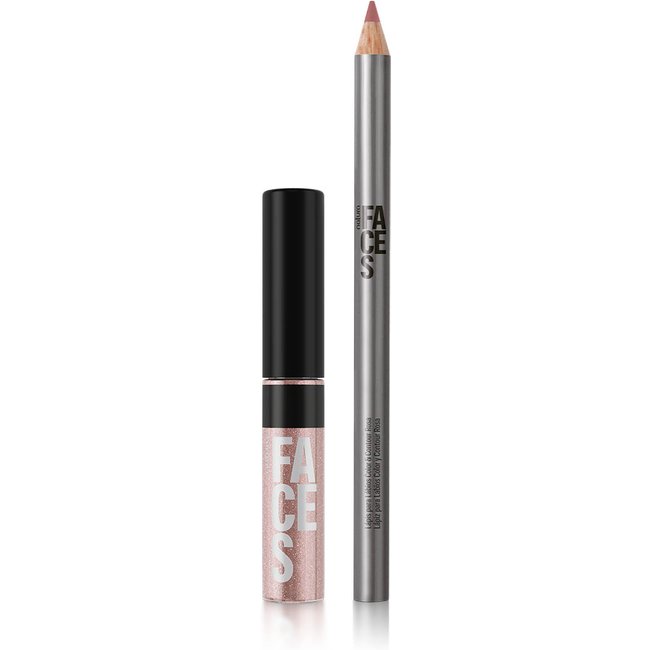 Kit Faces Lip Combo Gloss Sparkle Glass e Lápis Rosa