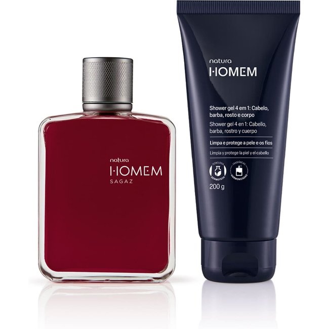 Kit Shower Gel 4 em 1 e Deo Parfum Natura Homem Sagaz