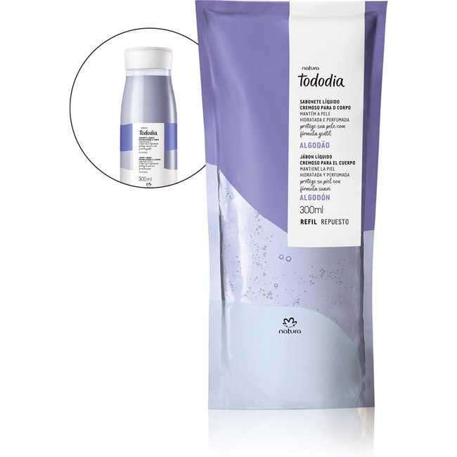 Refil Sabonete Líquido Cremoso para o Corpo Tododia Algodão 300 ml