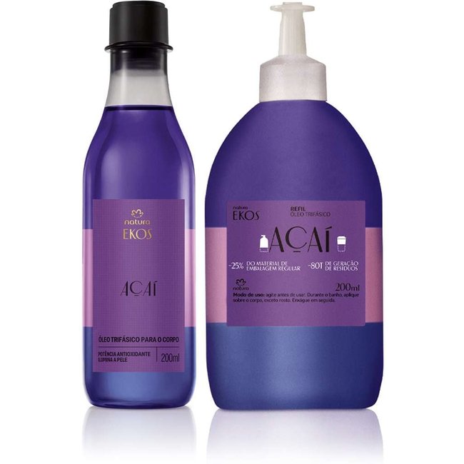 Kit Óleo Trifásico Desodorante Corporal Ekos Açaí com Refil 200 ml