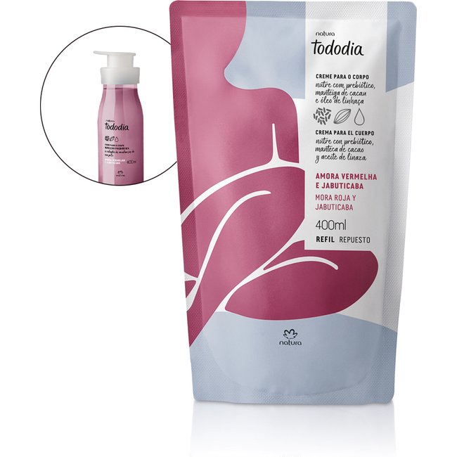 Refil Creme Desodorante Nutritivo para o Corpo Tododia Amora Vermelha e Jabuticaba 400 ml
