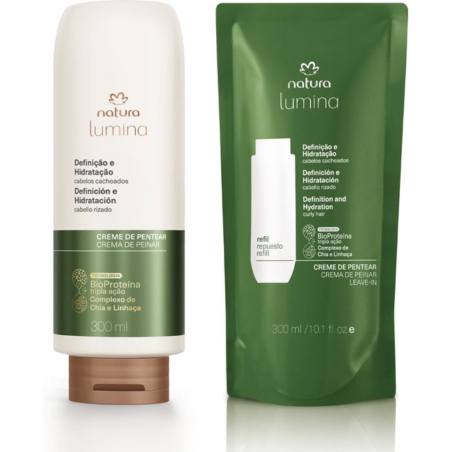 Kit Creme de Pentear Lumina Definição e Hidratação de Cabelos Cacheados com Refil (2 produtos)