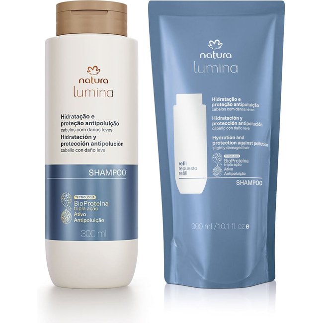 Kit Shampoo Purificante Lumina para Hidratação e Proteção Antipoluição com Refil 2 un de 300 ml