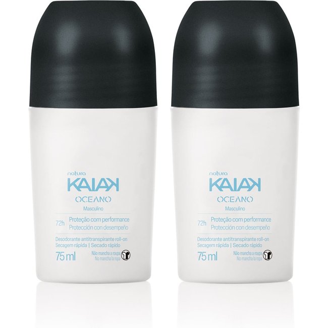 Kit Desodorante Antitranspirante Roll-on Kaiak Oceano Masculino 2 un de 75 ml