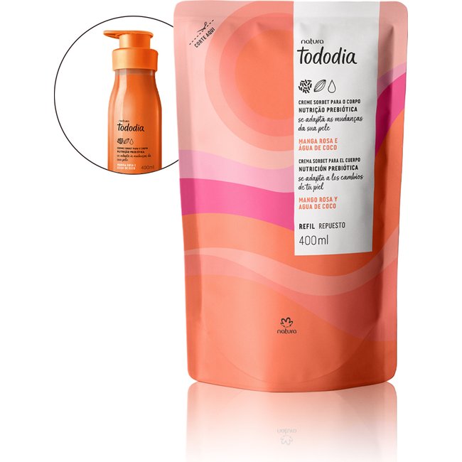 Refil Creme Sorbet Desodorante Nutritivo para o Corpo Tododia Manga Rosa e Água de Coco 400 ml