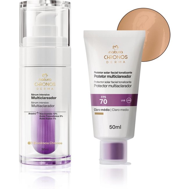 Kit Sérum Multiclareador e Protetor Multiclareador FPS 70 Médio Claro Chronos Derma