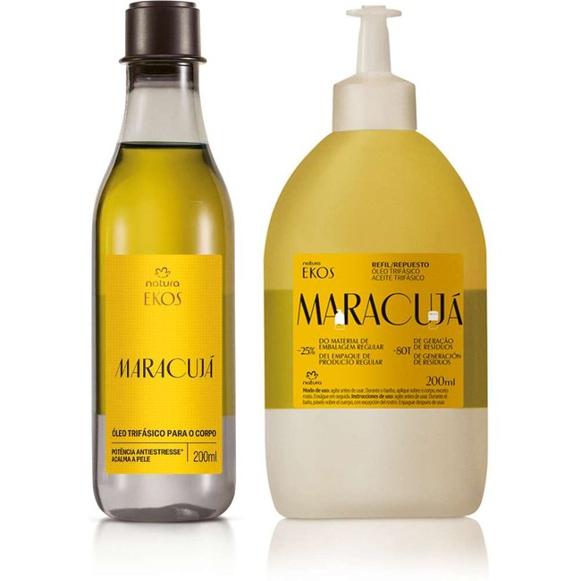 Kit Óleo Trifásico Desodorante Corporal Ekos Maracujá com Refil 200 ml